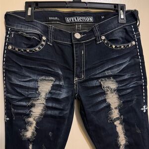 Affliction Dark Blue Distressed Jeans